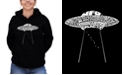 LA Pop Art Women's Word Art Flying Saucer UFO Hooded Sweatshirt